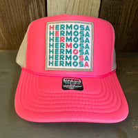 Hermosa Beach OCEAN DRIVE Trucker Hat - Neon Pink/White