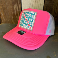 Hermosa Beach OCEAN DRIVE Trucker Hat - Neon Pink/White