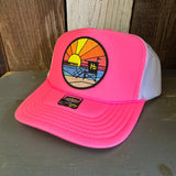 Hermosa Beach OCEAN DRIVE Trucker Hat - Neon Pink/White