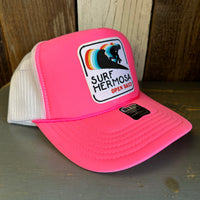 Hermosa Beach SURF HERMOSA :: OPEN DAILY Trucker Hat - Neon Pink/White