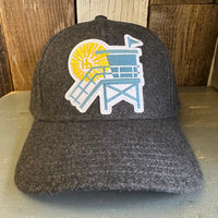 Hermosa Beach LIFEGUARD TOWER 5 Panel Low Profile Melton Wool Blend Baseball Cap with Velcro Closure - Heather Black
