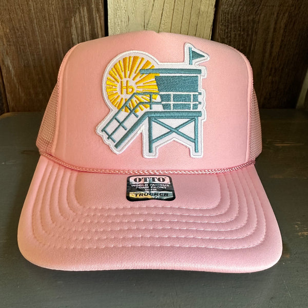 Hermosa Beach LIFEGUARD TOWER High Crown Trucker Hat - Pink