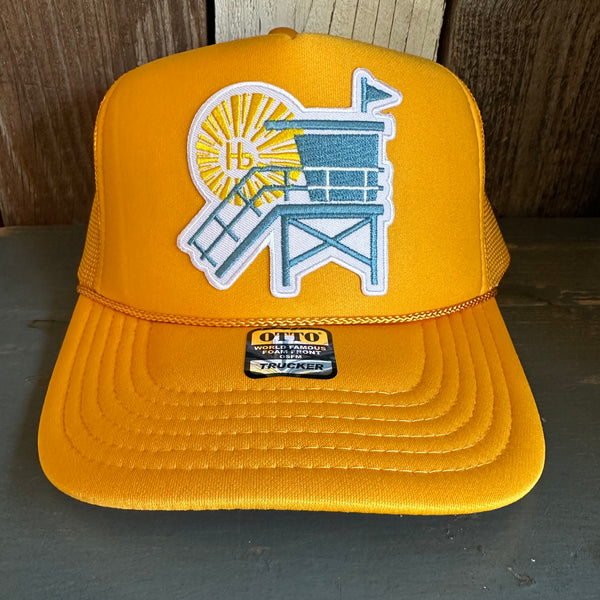 Hermosa Beach LIFEGUARD TOWER High Crown Trucker Hat - Gold