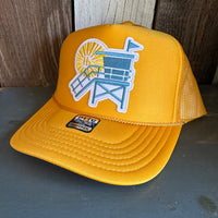 Hermosa Beach LIFEGUARD TOWER High Crown Trucker Hat - Gold