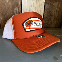 Hermosa Beach RETRO SUNSET High Crown Trucker Hat - Texas Orange/White
