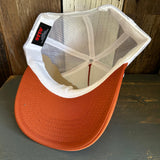 SOUTH BAY SURF (Multi Colored Patch) High Crown Trucker Hat - Texas Orange/White