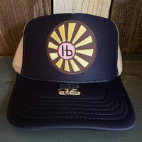 Hermosa Beach SUNBEAMS High Crown Trucker Hat (Navy/Khaki)