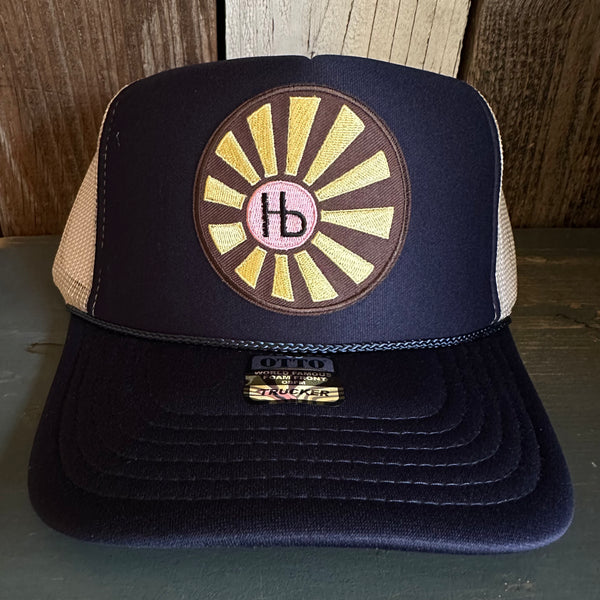 Hermosa Beach SUNBEAMS High Crown Trucker Hat (Navy/Khaki)