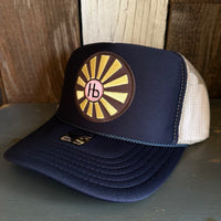 Hermosa Beach SUNBEAMS High Crown Trucker Hat (Navy/Khaki)