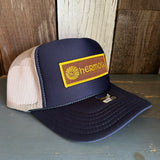 Hermosa Beach AS REAL AS THE STREETS High Crown Trucker Hat (Navy/Khaki)
