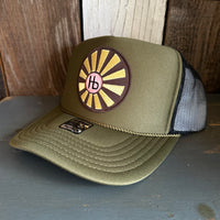 Hermosa Beach SUNBEAMS High Crown Trucker Hat - Olive/Black