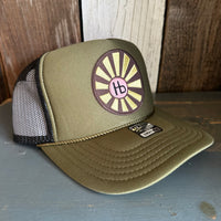 Hermosa Beach SUNBEAMS High Crown Trucker Hat - Olive/Black
