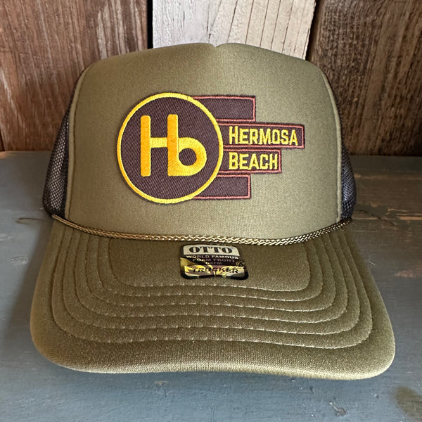 Hermosa Beach THE NEW STYLE High Crown Trucker Hat - Olive/Black