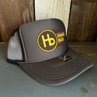 Hermosa Beach THE NEW STYLE High Crown Trucker Hat - Charcoal/Black (Curved Brim)