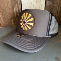 Hermosa Beach SUNBEAMS High Crown Trucker Hat - Charcoal/Black (Curved Brim)
