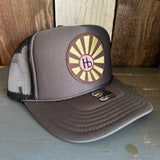 Hermosa Beach SUNBEAMS High Crown Trucker Hat - Charcoal/Black (Curved Brim)
