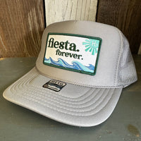 Hermosa Beach FIESTA FOREVER High Crown Trucker Hat - Grey (Curved Brim)