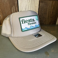 Hermosa Beach FIESTA FOREVER High Crown Trucker Hat - Grey (Curved Brim)