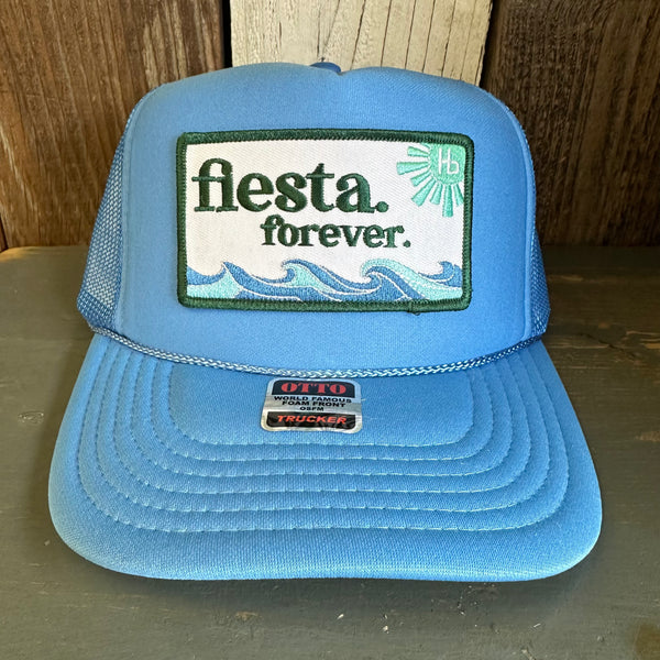 Hermosa Beach FIESTA FOREVER High Crown Trucker Hat - Col. Blue