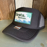 Hermosa Beach FIESTA FOREVER High Crown Trucker Hat - Black (Curved Brim)