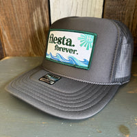 Hermosa Beach FIESTA FOREVER High Crown Trucker Hat - Charcoal (Curved Brim)