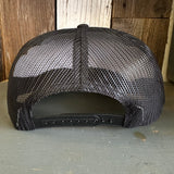 Hermosa Beach OBLIGATORY SUNSET High Crown PREMIUM Trucker Hat - Black (Curved Brim)