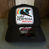 Hermosa Beach SURF HERMOSA :: OPEN DAILY "OTTO FLEX" 6 Panel Low Profile Baseball Cap- Black