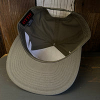 Hermosa Beach AS REAL AS THE STREETS 7 Panel Snapback Hat - Olive Green