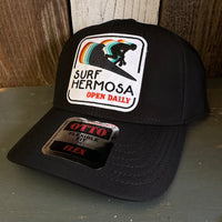 Hermosa Beach SURF HERMOSA :: OPEN DAILY "OTTO FLEX" 6 Panel Low Profile Baseball Cap- Black