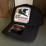 Hermosa Beach SURF HERMOSA :: OPEN DAILY "OTTO FLEX" 6 Panel Low Profile Baseball Cap- Black