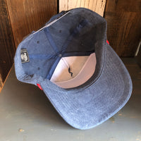 Hermosa Beach CHILL THE 4th OUT! 5 panel Stone Washed Canvas 2-Tone - Indigo/Red Braid