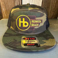 Hermosa Beach THE NEW STYLE 7 Panel Mid Profile Trucker Snapback Hat - Camo/Black
