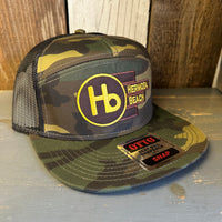 Hermosa Beach THE NEW STYLE 7 Panel Mid Profile Trucker Snapback Hat - Camo/Black