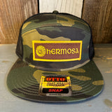 Hermosa Beach AS REAL AS THE STREETS 7 Panel Mid Profile Trucker Snapback Hat - Camo/Black