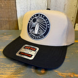 SOUTH BAY SURF (Black Patch) 5 Panel Mid Profile Trucker Hat - Khaki/Black