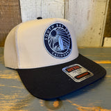 SOUTH BAY SURF (Black Patch) 5 Panel Mid Profile Trucker Hat - Khaki/Black