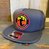 Hermosa Beach THE MECCA OF BEACH VOLLEYBALL Trucker Hat - Charcoal Grey (Flat Brim)