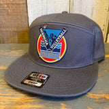 Hermosa Beach 1 to 3 FEET HIGH & RISING 7 Panel Mid Profile TruckerSnapback Hat - Charcoal Grey