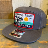 Hermosa Beach THE PERFECT WAVE 7 Panel Mid Profile Trucker Snapback Hat - Charcoal Grey