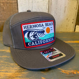 Hermosa Beach THE PERFECT WAVE 7 Panel Mid Profile Trucker Snapback Hat - Charcoal Grey