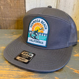 Hermosa Beach 1 to 3 FEET HIGH & RISING 7 Panel Mid Profile Trucker Snapback Hat - Charcoal Grey