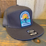 Hermosa Beach 1 to 3 FEET HIGH & RISING 7 Panel Mid Profile Trucker Snapback Hat - Charcoal Grey