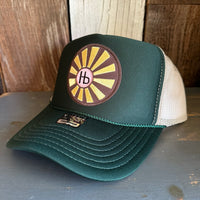 Hermosa Beach SUNBEAMS High Crown Trucker Hat (Dark Green/Khaki)