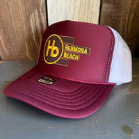 Hermosa Beach THE NEW STYLE Trucker Hat - Maroon/White