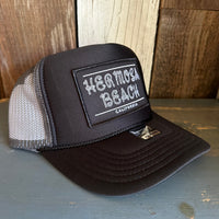 Hermosa Beach ROPER High Crown Trucker Hat - Black/Charcoal/Black (Curved Brim)