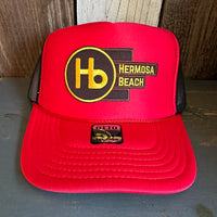Hermosa Beach THE NEW STYLE High Crown Trucker Hat - Red/Black