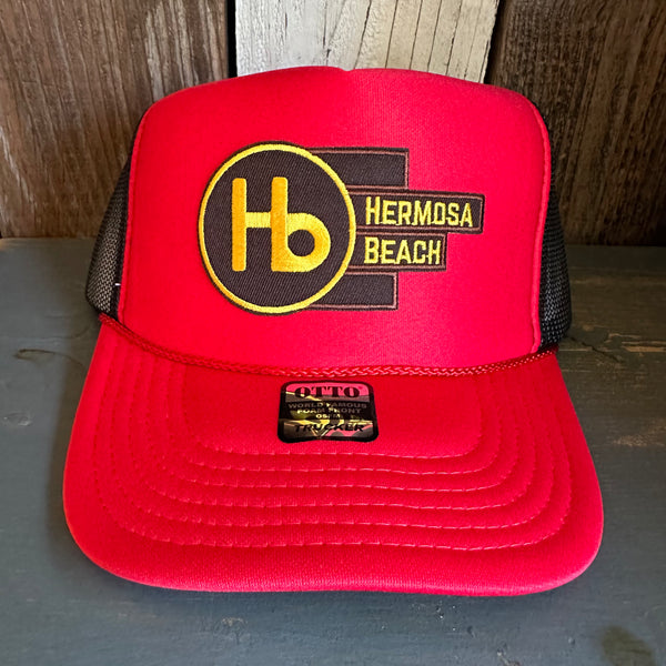Hermosa Beach THE NEW STYLE High Crown Trucker Hat - Red/Black