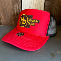 Hermosa Beach THE NEW STYLE High Crown Trucker Hat - Red/Black