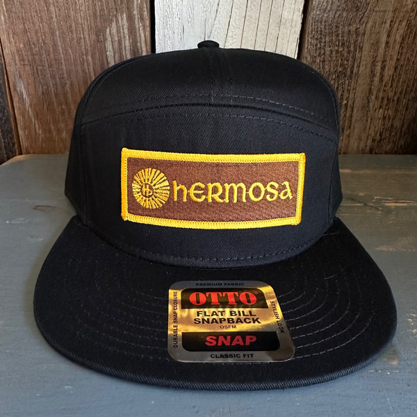 Hermosa Beach AS REAL AS THE STREETS 7 Panel Snapback Hat - Black