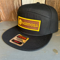 Hermosa Beach AS REAL AS THE STREETS 7 Panel Snapback Hat - Black